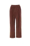 Brunello Cucinelli Soft Corduroy Pleated Straight-leg Ankle Pants In Brown
