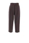 Brunello Cucinelli Tropical Luxury Wool Sartorial Baggy Trousers In Brown