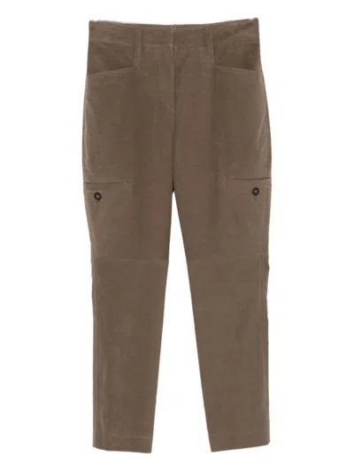 Brunello Cucinelli Zip-hem Trousers In Brown