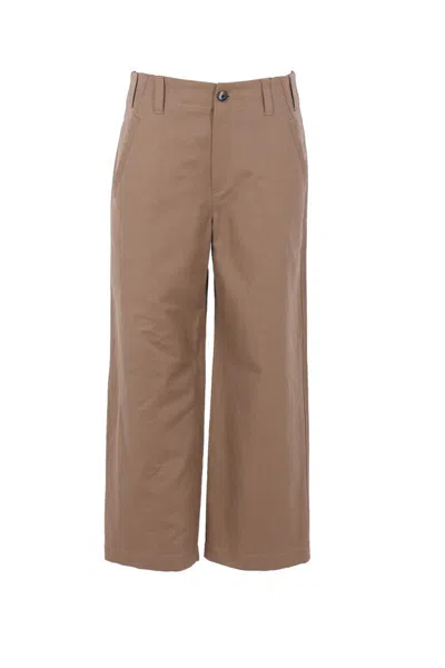 Brunello Cucinelli Gabardine Cropped Chino Trousers In Brown