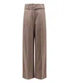 Brunello Cucinelli Striped Mid-rise Tailored Trousers In Brown