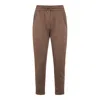 Brunello Cucinelli Chocolate Tone Cotton Silk Trousers In Brown
