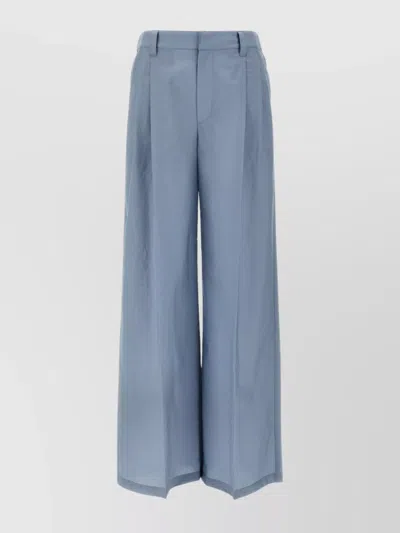 Brunello Cucinelli Trousers Cotton Wide Leg In Blue