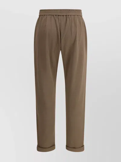 Brunello Cucinelli Trousers Embellished Cuffed Hem In Brown