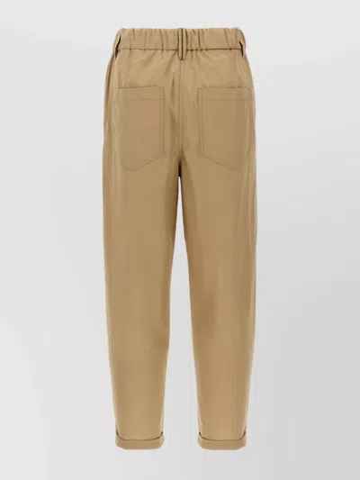 Brunello Cucinelli Trousers Featuring Elastic Waistband And Pockets In Neutral