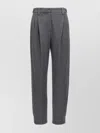 Brunello Cucinelli Trousers Featuring Front Pleats And Elastic Waistband In Grey