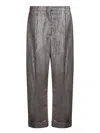 Brunello Cucinelli Silver Brown Lurex Trousers In Gray