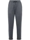 Brunello Cucinelli Women Cotton And Silk Blend Trousers In Gray
