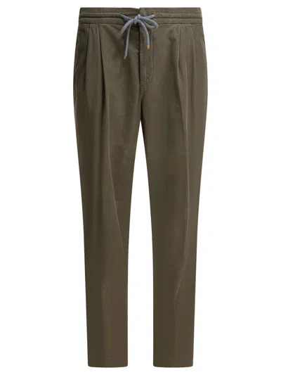 BRUNELLO CUCINELLI TROUSERS GREEN