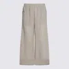 Brunello Cucinelli Beige Crop Pants With Monile Decorations In Neutral