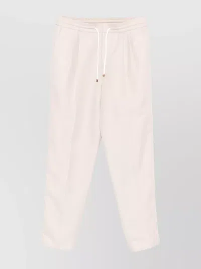 Brunello Cucinelli Trousers Linen Blend Drawstring Waistband In Beige