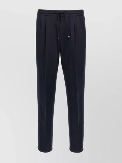 Brunello Cucinelli Trousers Linen Tapered Leg In Blue