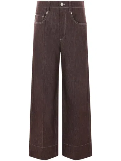 Brunello Cucinelli High-rise Wide-leg Jeans In Brown