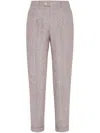 Brunello Cucinelli Straight Trousers With Belt Loops And Cuffed Hem In Purple