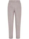 Brunello Cucinelli Straight Trousers With Belt Loops And Cuffed Hem In Purple