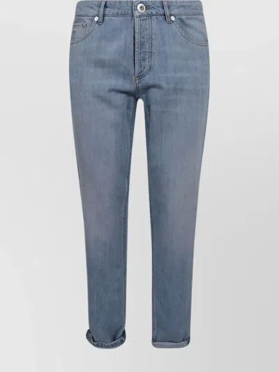 Brunello Cucinelli Trousers Patch Pocket Belt Loop Detail In Blue