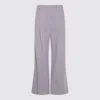 Brunello Cucinelli Violet Pants With Monil Detail On The Loop And Wide Leg In Cotton And Linen Blend Woman