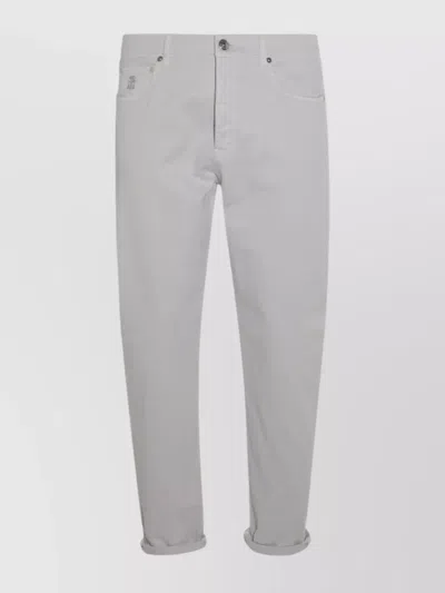 Brunello Cucinelli Trousers Relaxed Fit Rolled Cuffs In Gray
