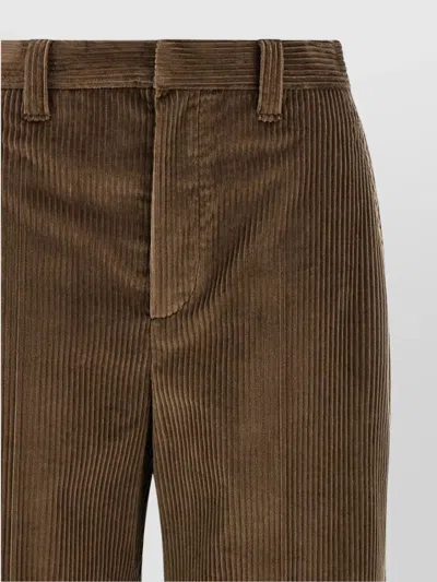 Brunello Cucinelli Trousers Ribbed Back Pockets In Brown