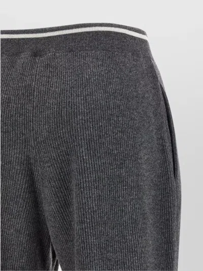 Brunello Cucinelli Trousers Ribbed Elastic Waistband In Gray