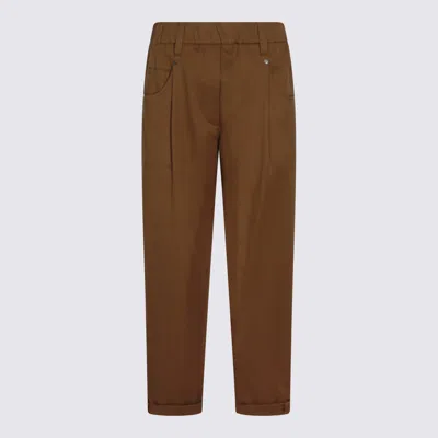 Brunello Cucinelli Elasticated-waistband Pleated Trousers In Brown