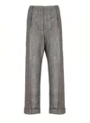 Brunello Cucinelli Wide Leg Trousers Pleated Front In Silver