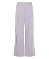Brunello Cucinelli Violet Pants With Monil Detail On The Loop And Wide Leg In Cotton And Linen Blend Woman In Violet