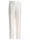Brunello Cucinelli Front Pleated Straight Leg Trousers With Belt Loops And Back Pockets In White