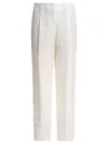 Brunello Cucinelli Front Pleated Straight Leg Trousers With Belt Loops And Back Pockets In White