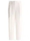 Brunello Cucinelli Women Slouchy Trousers In Viscose And Linen Fluid Twill With Moniline In White