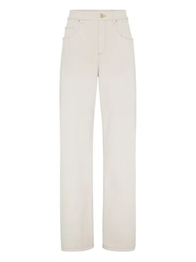 Brunello Cucinelli Trousers White In Neutral