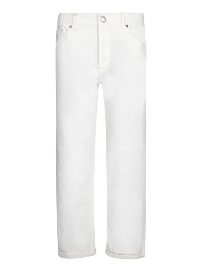 Brunello Cucinelli Bull Cream Cotton Trousers In White