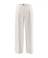 Brunello Cucinelli Women Cotton And Wool Trousers With Adjustable Drawstring In White