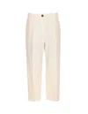 Brunello Cucinelli Cotton Blend Pleated Cropped Trousers Clothing In Neutral