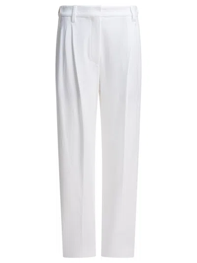 BRUNELLO CUCINELLI TROUSERS WHITE