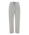 Brunello Cucinelli Drawstring Waist Straight Leg Trousers In White