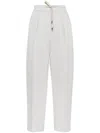 Brunello Cucinelli Relaxed-fit Trousers With High Waist And Drawstring Closure In White