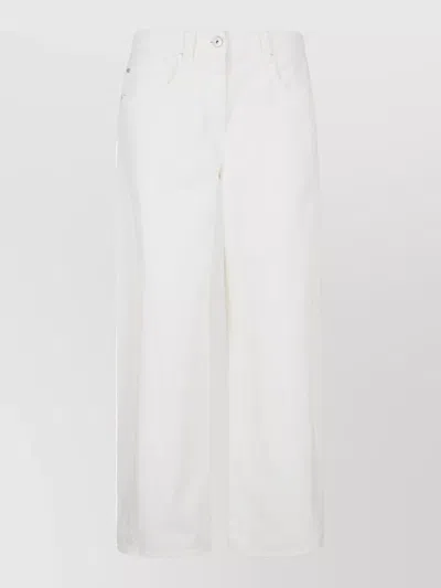 Brunello Cucinelli Trousers Wide Leg Belt Loops Pockets In White