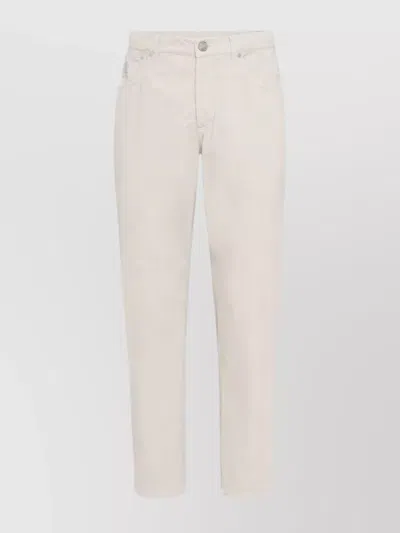 Brunello Cucinelli Trousers With Back Pockets And Belt Loops In Neutral