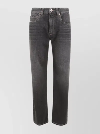 Brunello Cucinelli Trousers With Back Pockets And Contrast Stitching In Gray