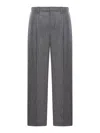Brunello Cucinelli Grey Pants With Elastic Waistband In Wool And Cashmere Woman In Grey