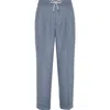 Brunello Cucinelli Trousers With Double Pleats And Drawstring In Blue