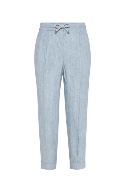 Brunello Cucinelli Trousers With Double Pleats And Drawstring In Cosmos