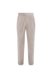 Brunello Cucinelli Trousers With Double Pleats And Tabs In Neutral
