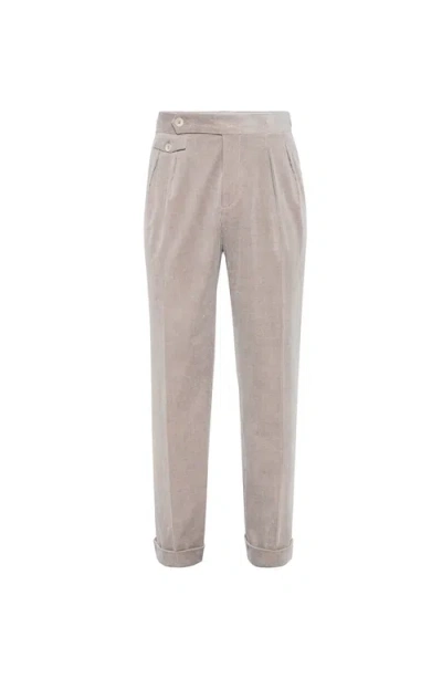 Brunello Cucinelli Trousers With Double Pleats And Tabs In Neutral