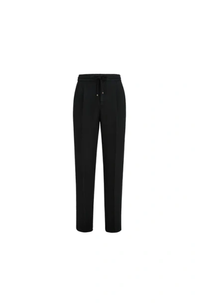 Brunello Cucinelli Garment-dyed Trousers In Cotton Narrow-wale Corduroy With Drawstring And Double Pleats In Black