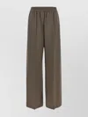 Brunello Cucinelli Trousers Wool Back Pockets Elastic Waistband Wide Leg In Brown