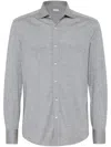 Brunello Cucinelli Silk-cotton Button-up Shirt In Gray