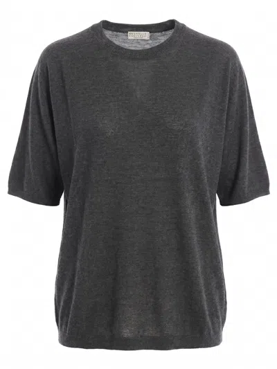 Brunello Cucinelli Fine-knit Cashmere T-shirt In Black