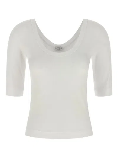 Brunello Cucinelli T-shirt With Monili In White